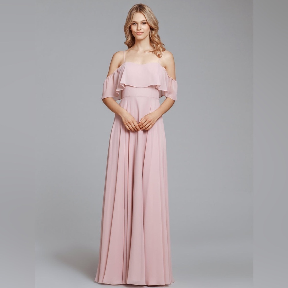 Hayley Paige NEW Prom Chiffon Occasions Bridesmaid Dress size 10 in Dusty Rose
